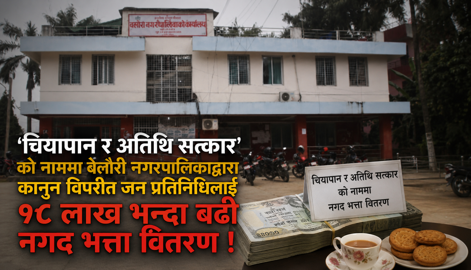 चियापान र अतिथि सत्कारको नाममा बेलौरी नगरपालिकाद्वारा कानुन विपरीत जनप्रतिनिधिलाई १८ लाख भन्दा बढी नगद भत्ता वितरण